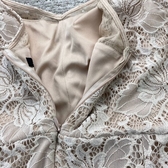 Jessica Laced Dress Women Size 14 Beige Rhinestone Waist Belt - Picture 8 of 11